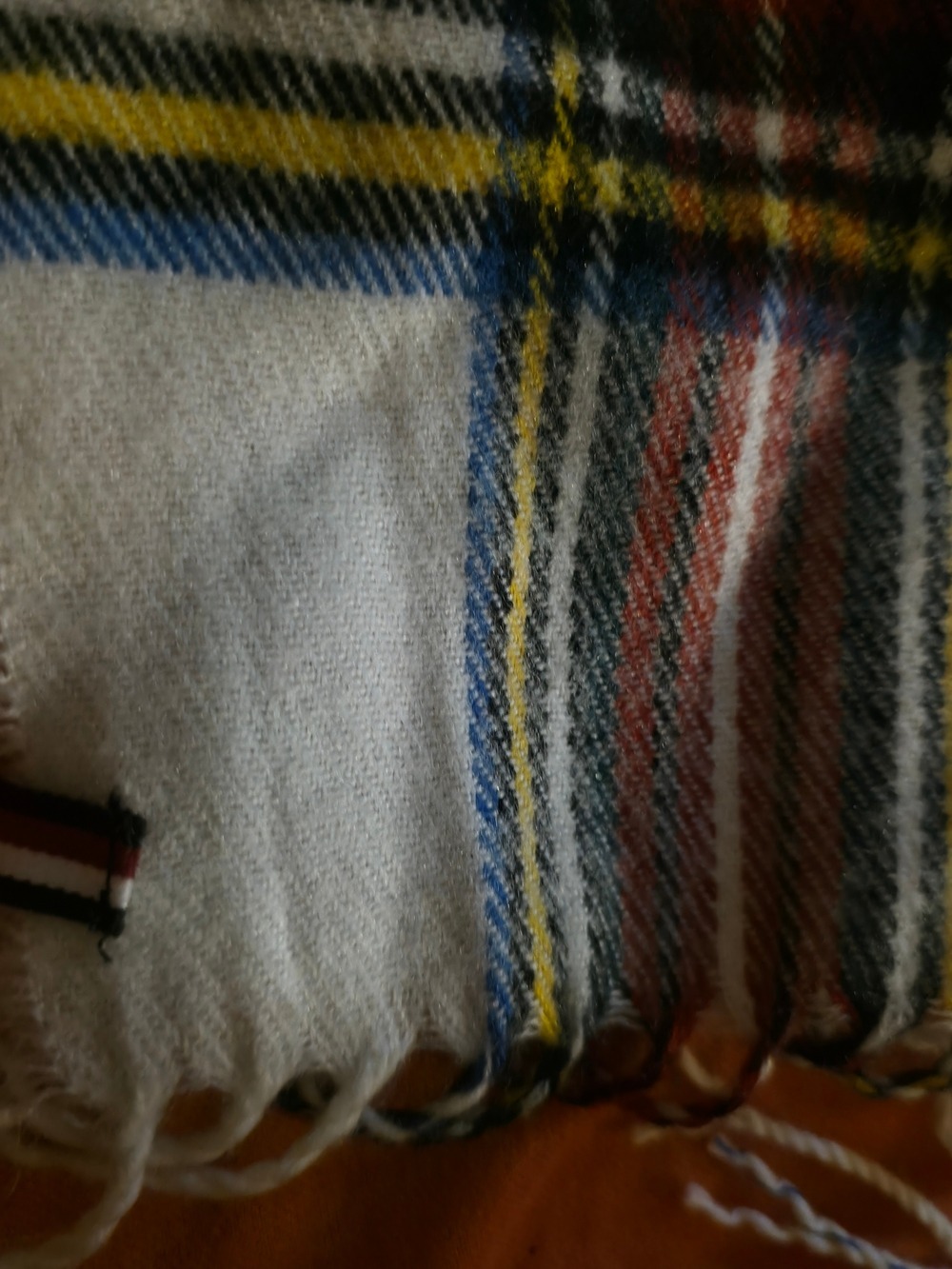 4/$25 Deal! Tommy Hilfiger Plaid Fringe Scarf in Red, Blue, Yellow, Black, White - Picture 6 of 7